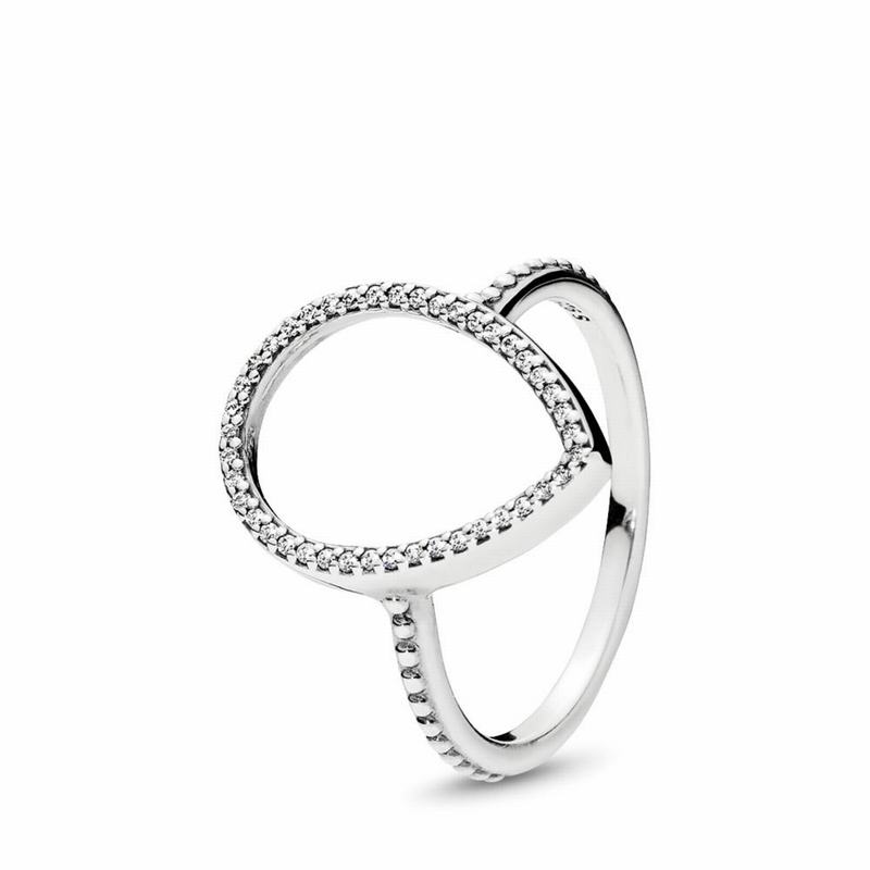 Pandora Teardrop Silhouette Statement Ring - Sterling Silver/Cubic Zirconia - Canada | PX5985MK